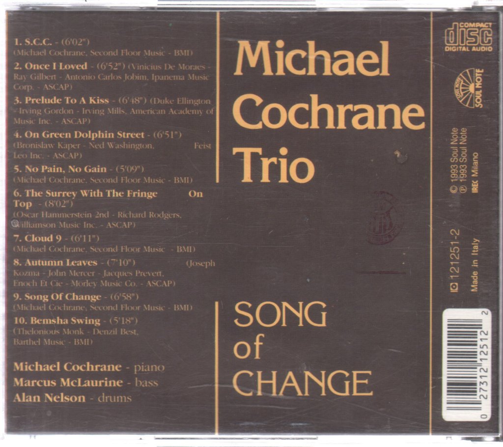 Michael Cochrane Trio - Song of Change - Cd