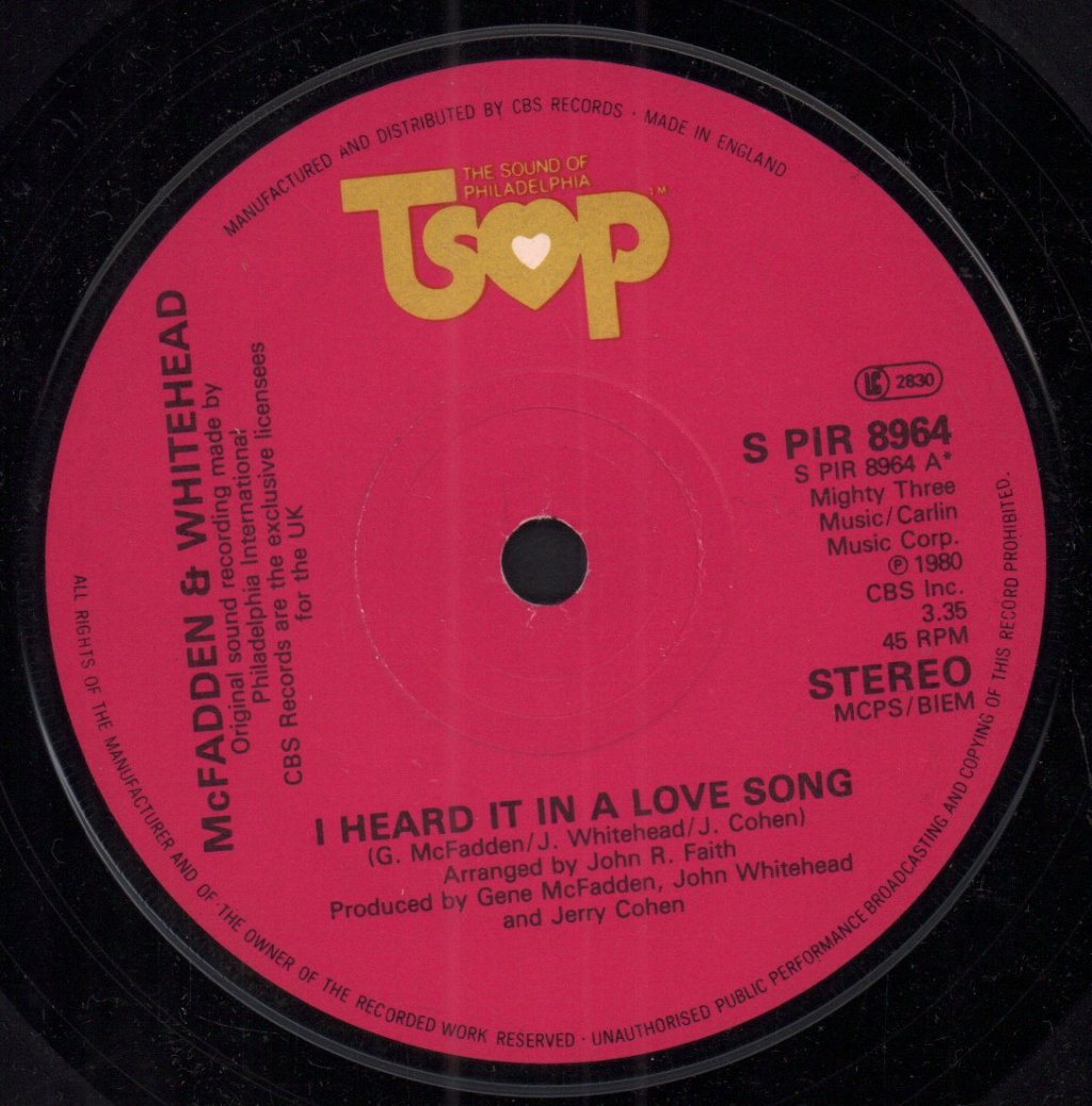 McFadden And Whitehead - I Heard It In A Love Song - 7 Inch