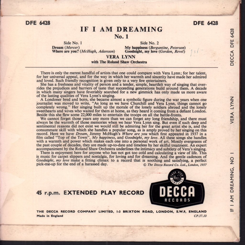 Vera Lynn - If I Am Dreaming No. 1 - 7 Inch