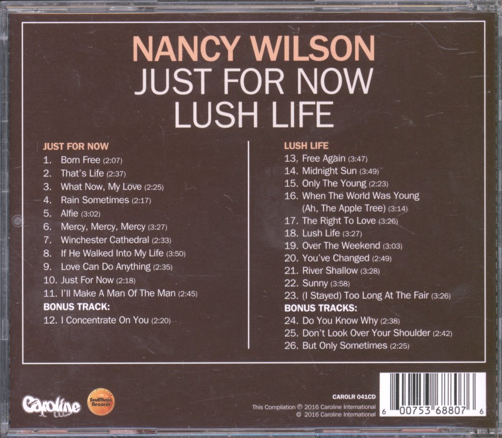 Nancy Wilson - Just For Now / Lush Life - Cd