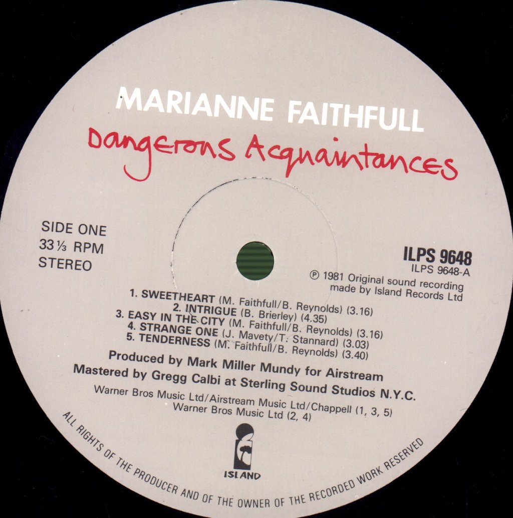 Marianne Faithfull - Dangerous Acquaintances - Lp