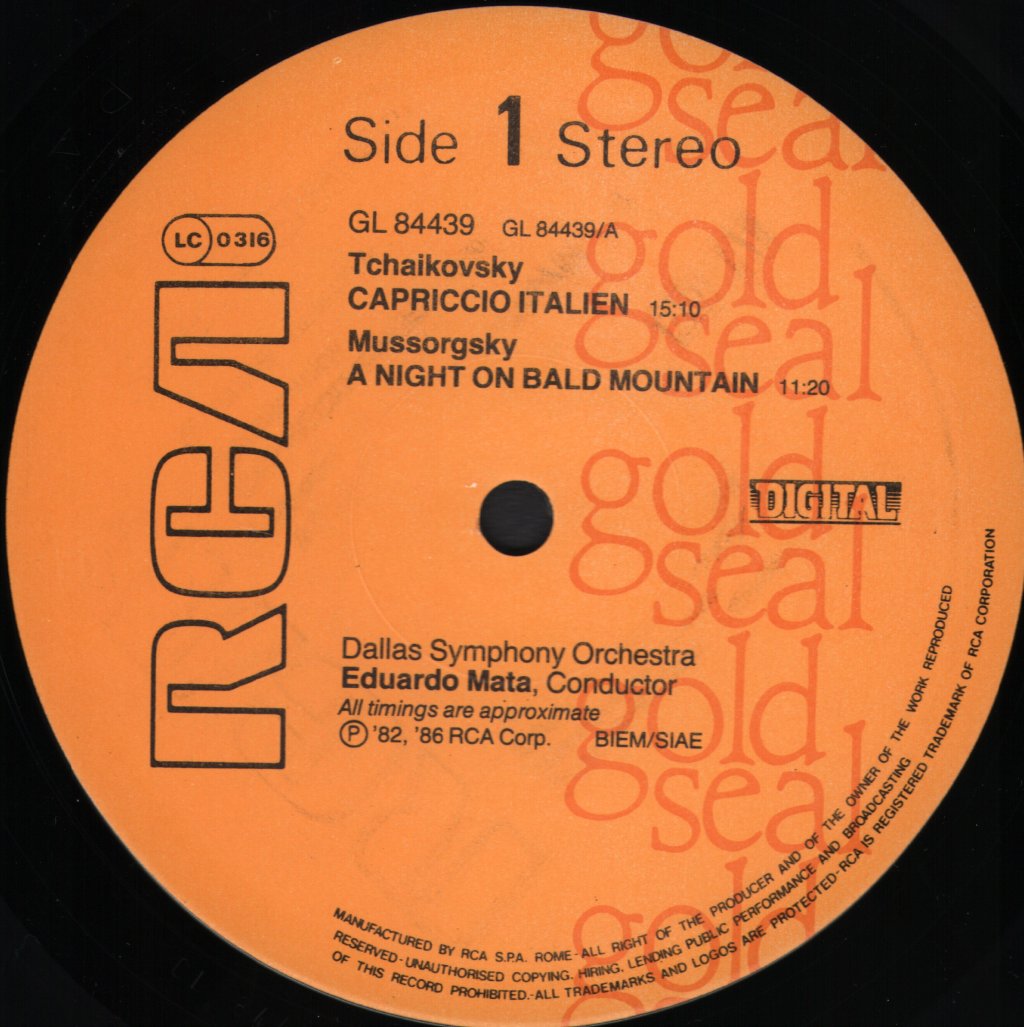 Eduardo Mata / Dallas Symphony Orchestra - Tchaikovsky - Capriccio Italien / Moussorgsky / Dukas / Enescu - Lp