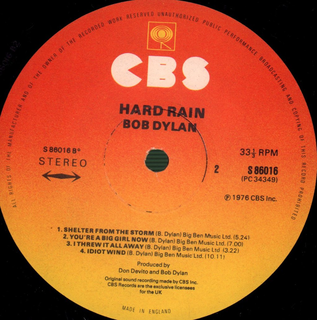 Bob Dylan - Hard Rain - Lp