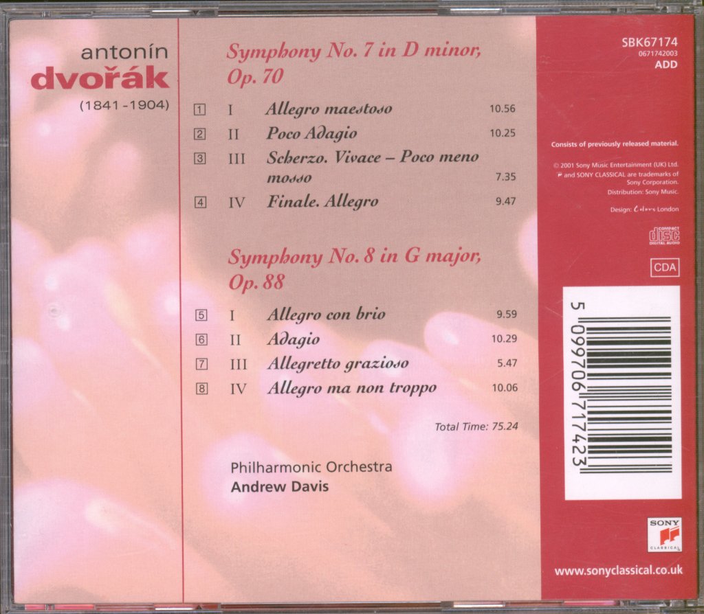 Andrew Davis, Philharmonia Orchestra - Dvorak - Symphonies Nos. 7 & 8 - Cd