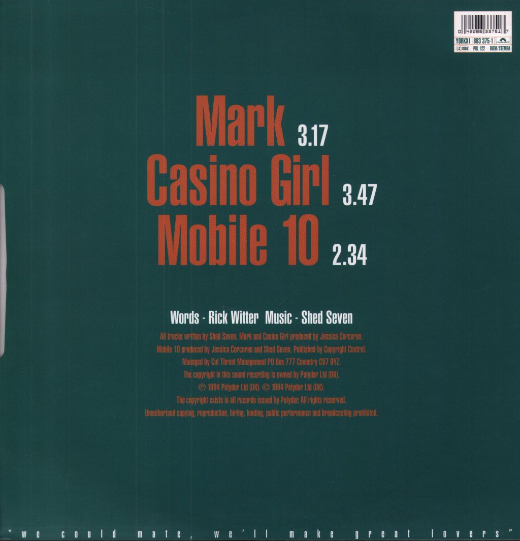 Shed Seven - Mark / Casino Girl - 12 Inch