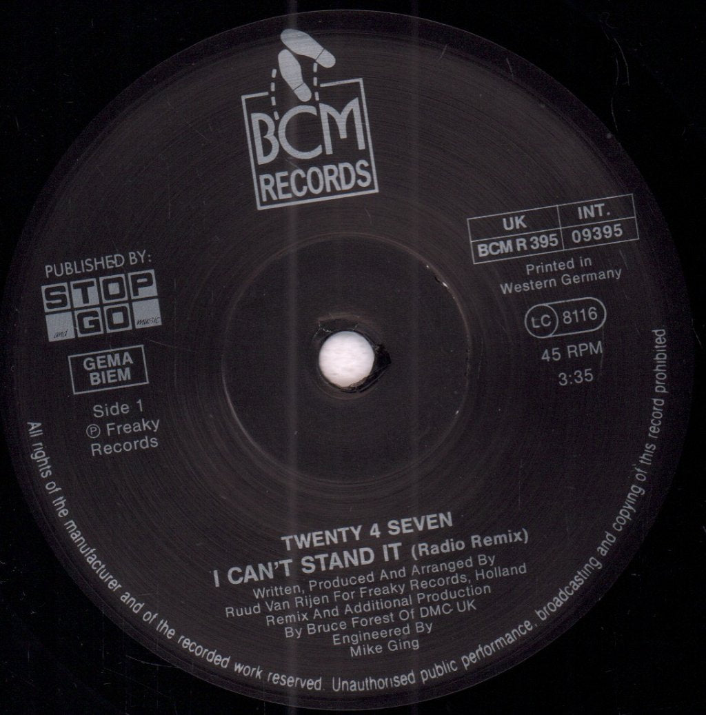 Twenty 4 Seven - I Can't Stand It - 7 Inch
