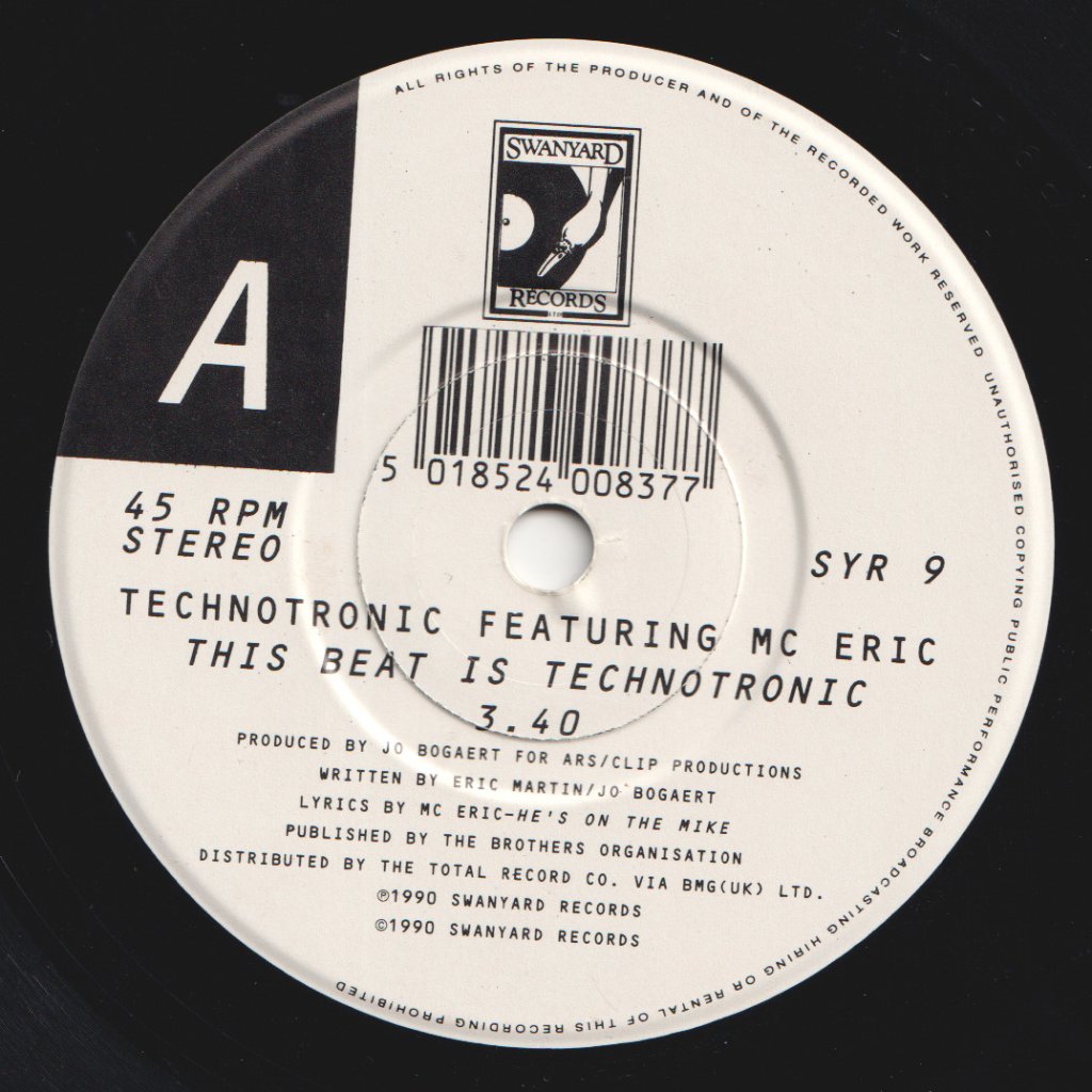 Technotronic Featuring Mc Eric - This Beat Is Technotronic - 7 Inch