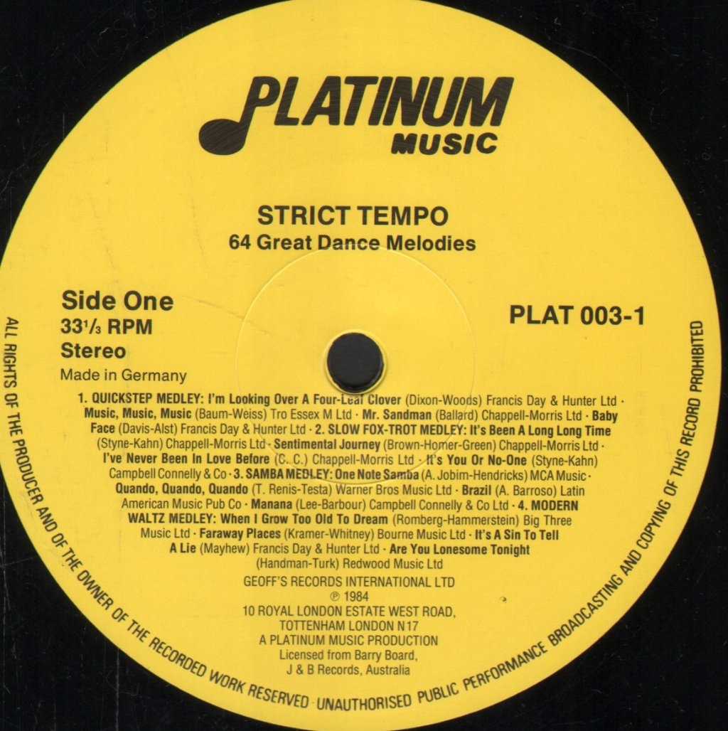 Platinum Dance Orchestra - Strict Tempo - Double Lp