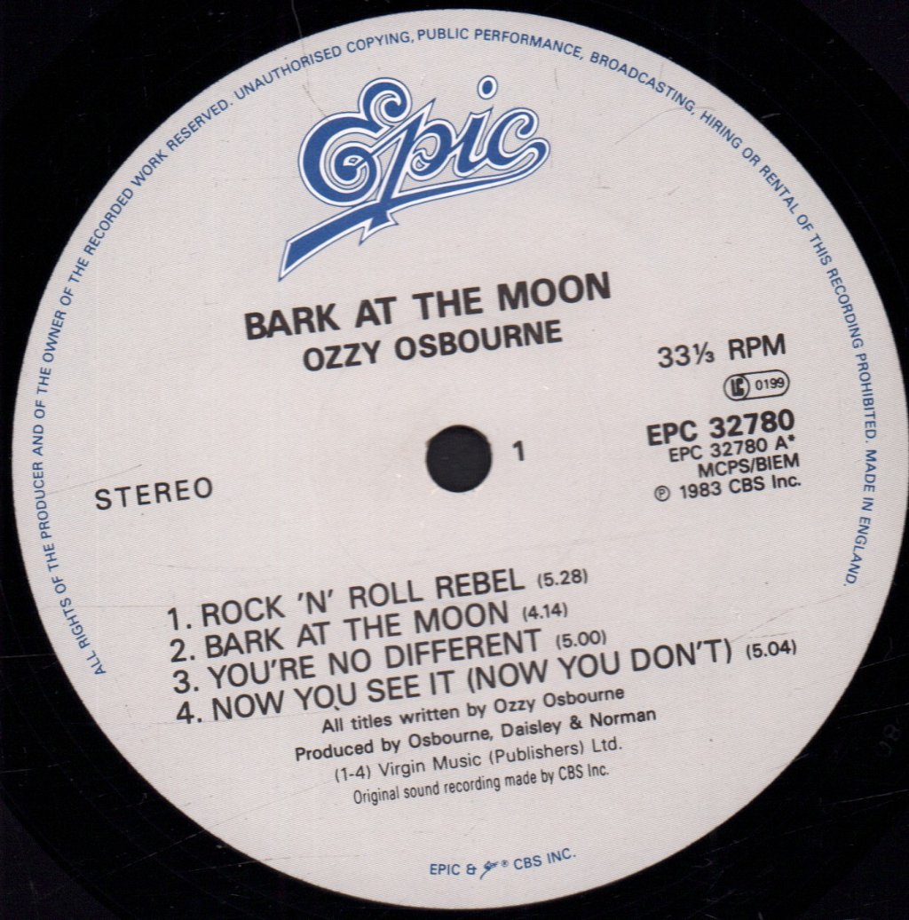 Ozzy Osbourne - Bark At The Moon - Lp