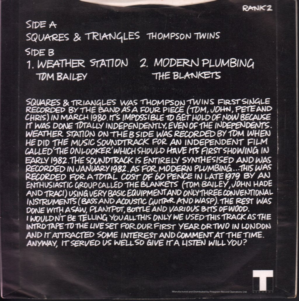 Thompson Twins - Squares And Triangles - 7 Inch