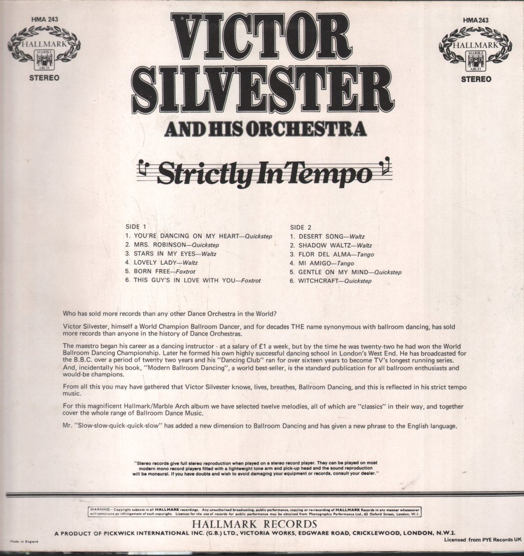 Victor Silvester Orchestra - Strictly In Tempo - Lp