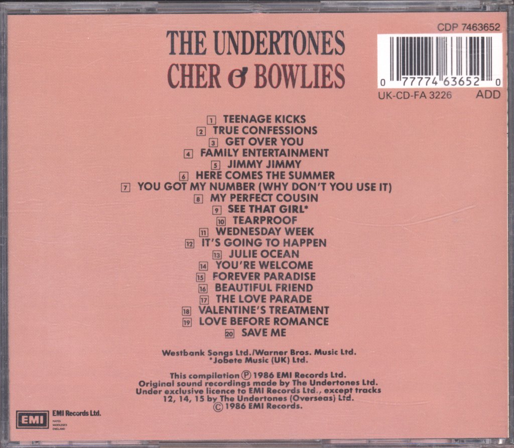 Undertones - Cher O'Bowlies - The Pick Of The Undertones - Cd