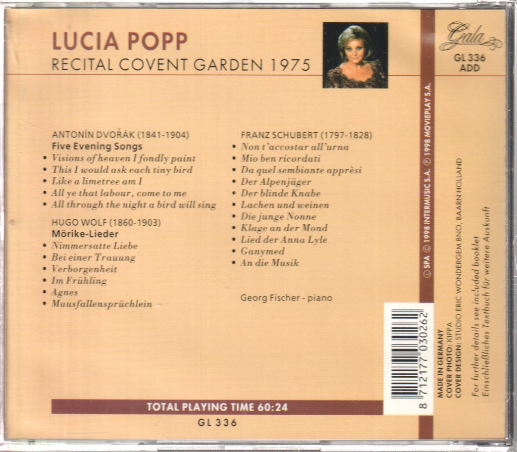 Lucia Popp - Recital Covent Garden 1975 - Cd