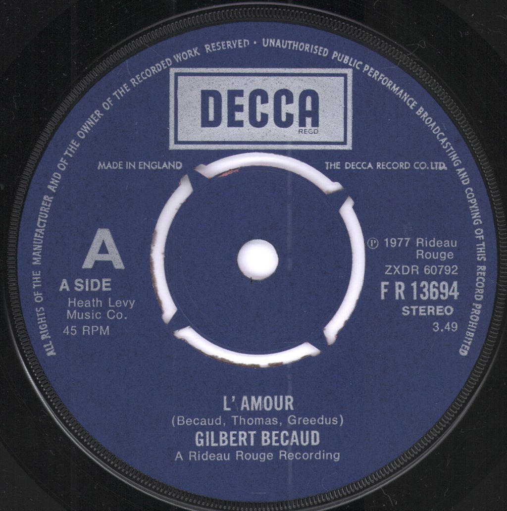 Gilbert Becaud - L'Amour - 7 Inch