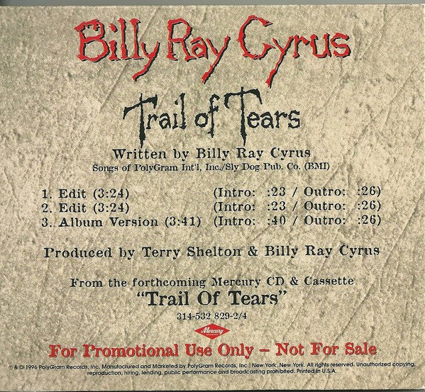 Billy Ray Cyrus - Trail Of Tears - Cd