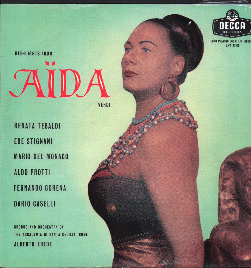 Renata Tebaldi / Ebe Stignani / Mario del Monaco / Chorus and Orchestra Of The Accademia Di Santa Cecilia, Rome / Alberto Erede - Verdi - Highlights From Aida - Lp