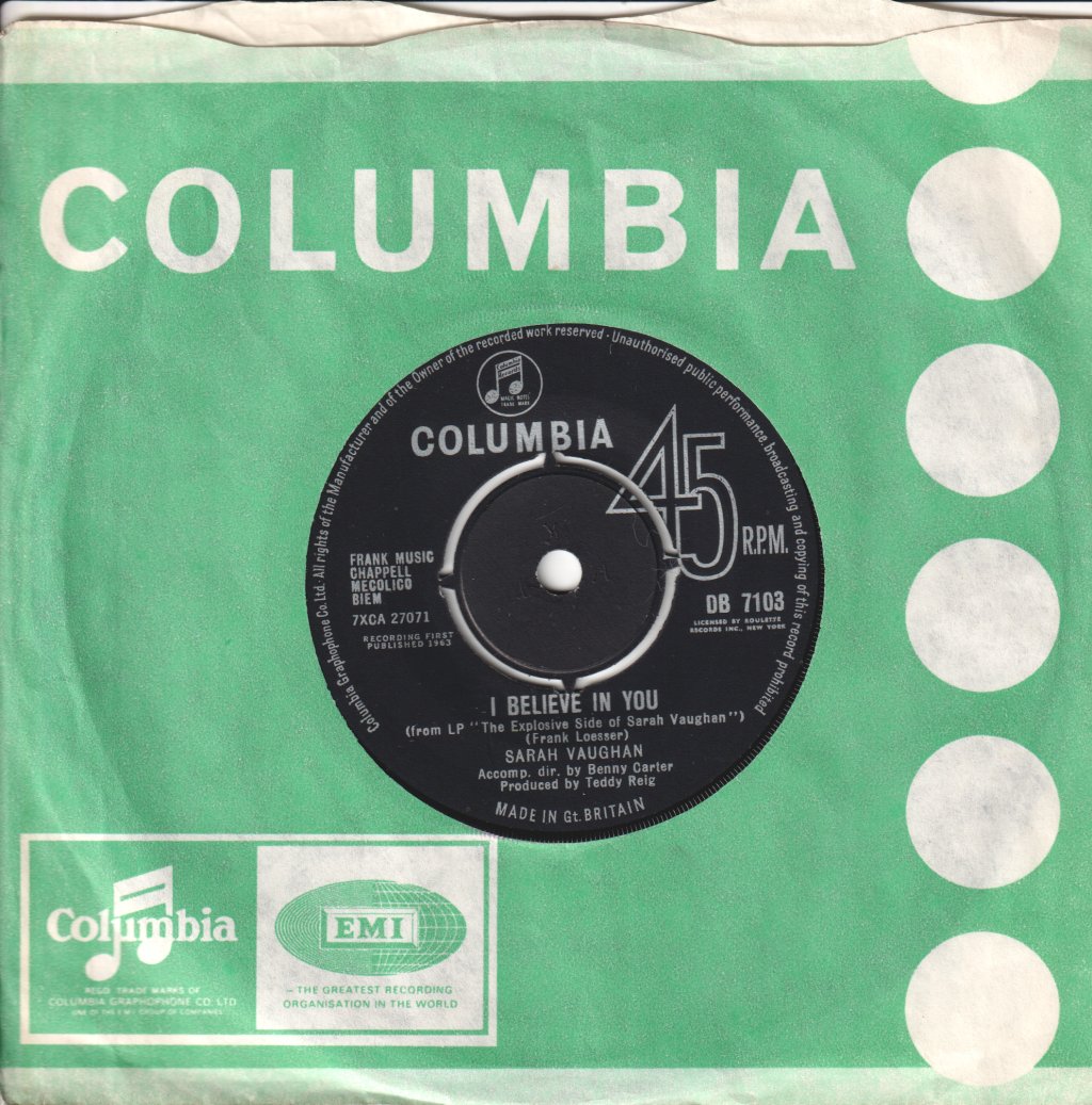 Sarah Vaughan - I Believe In You - 7 Inch