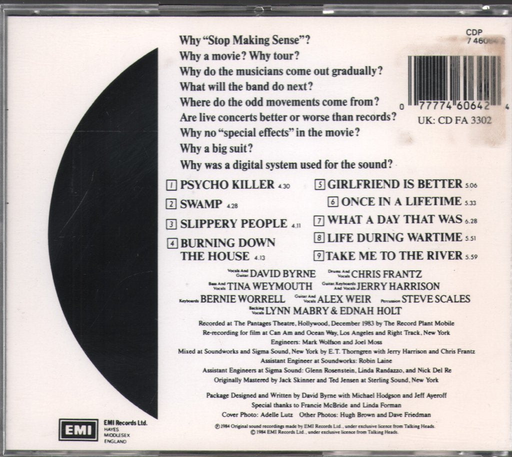 Talking Heads - Stop Making Sense - Cd