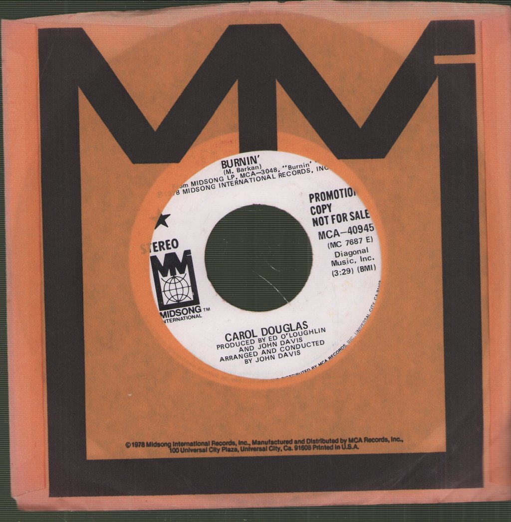 Carol Douglas - Burnin' - 7 Inch
