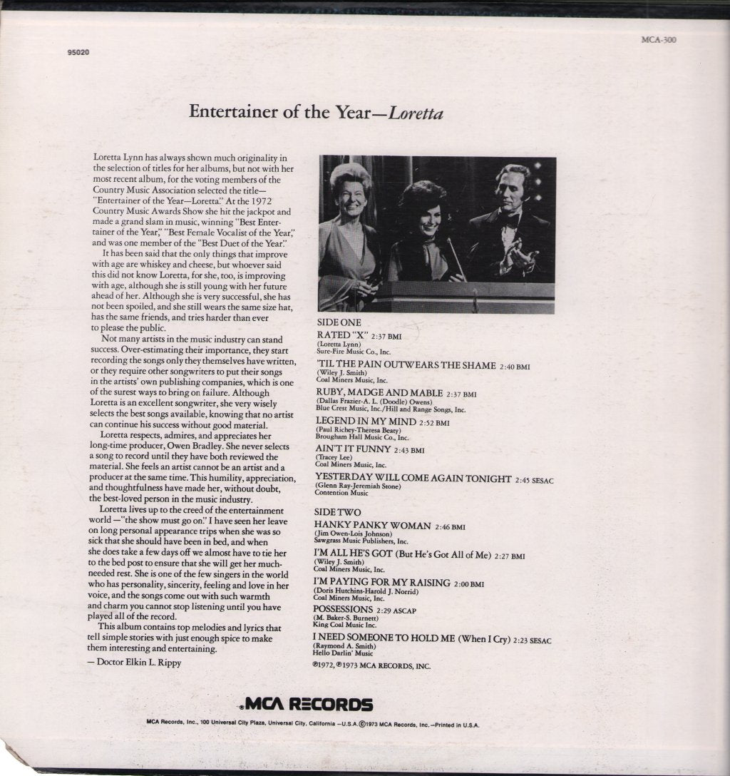 Loretta Lynn - Entertainer Of The Year - Lp