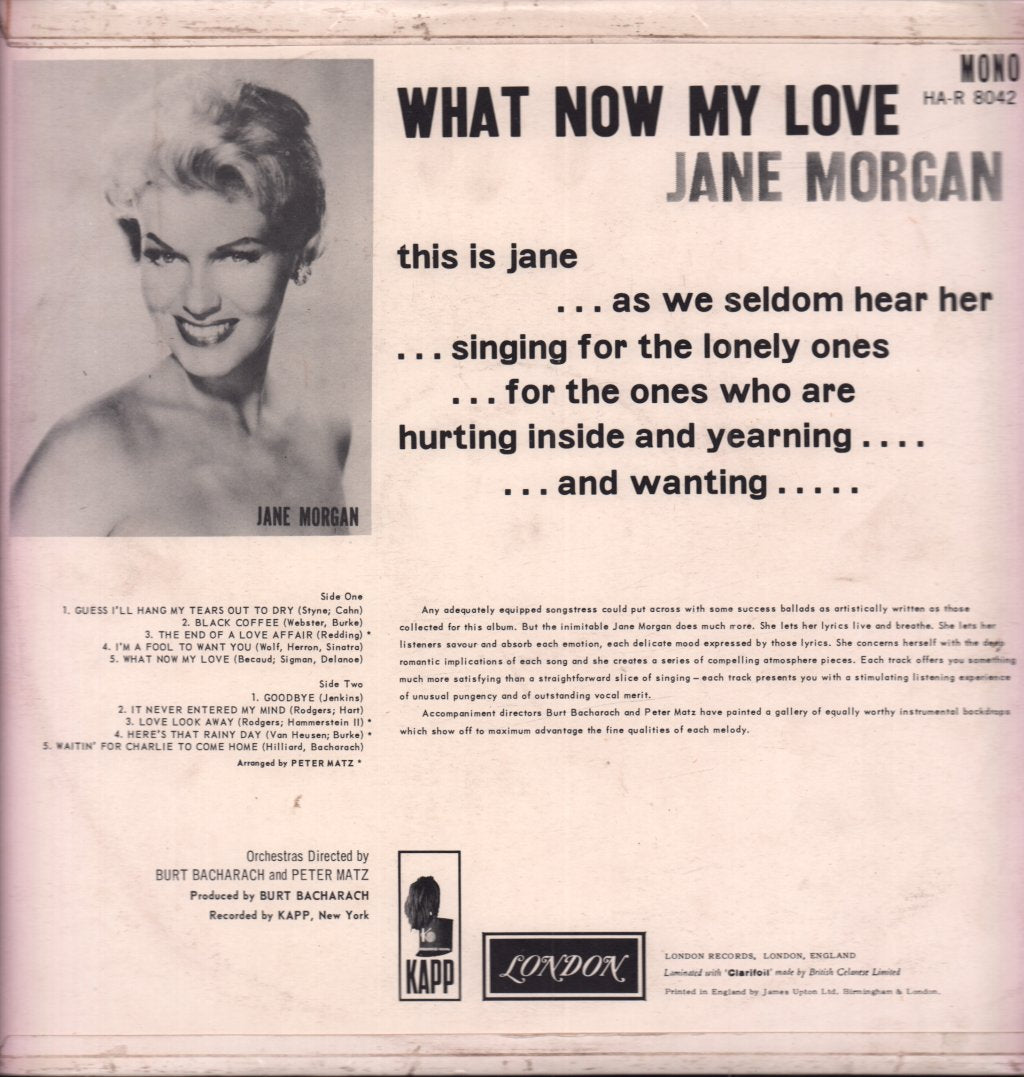 Jane Morgan - What Now My Love? - Lp