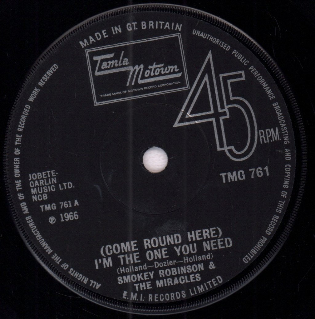 Smokey Robinson And The Miracles - Come Round Here I'm The One You Need - 7 Inch
