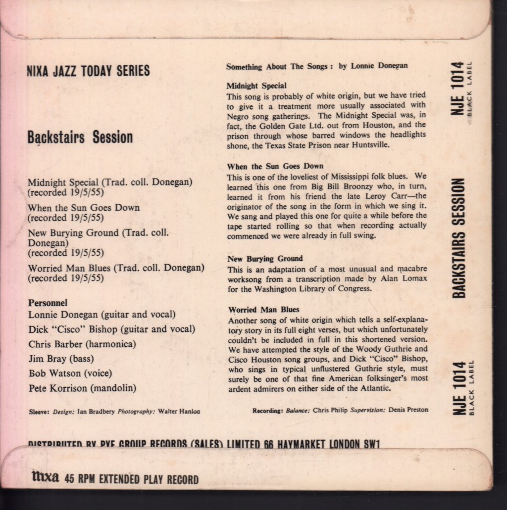 Lonnie Donegan - Backstairs Session - 7 Inch