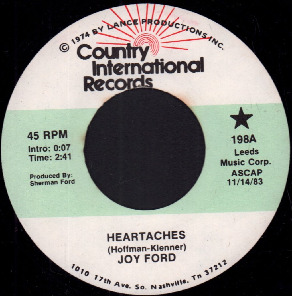 joy ford - heartaches - 7 Inch