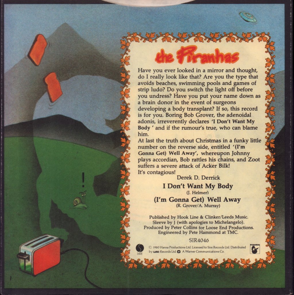 Piranhas - I Don't Want My Body - 7 Inch