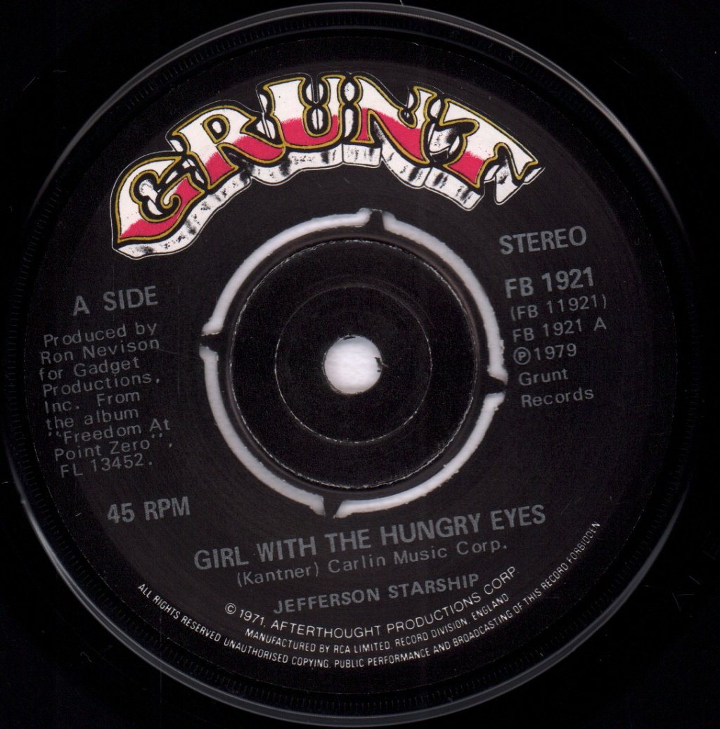 Jefferson Starship - Girl With The Hungry Eyes - 7 Inch