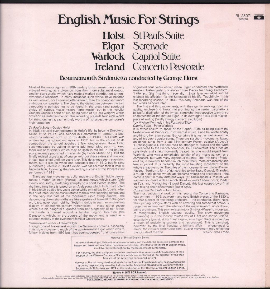 Bournemouth Sinfonietta / George Hurst - English Music For Strings - Lp