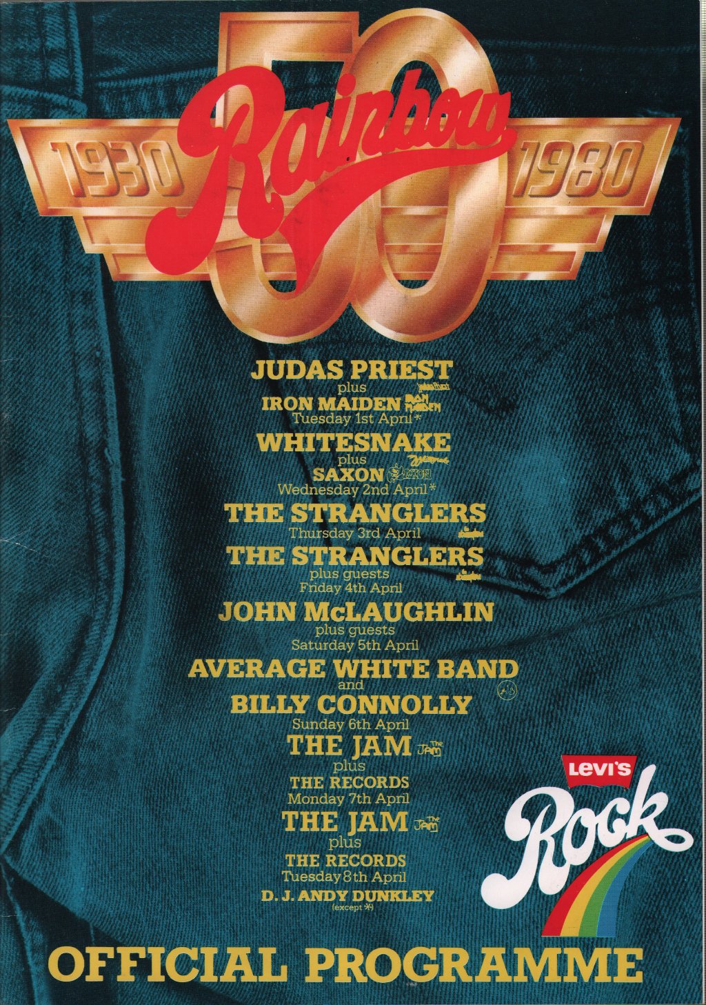Various Artists - Rainbow 50 - 1930-1980 - Official April 1980 concerts programme - Programme
