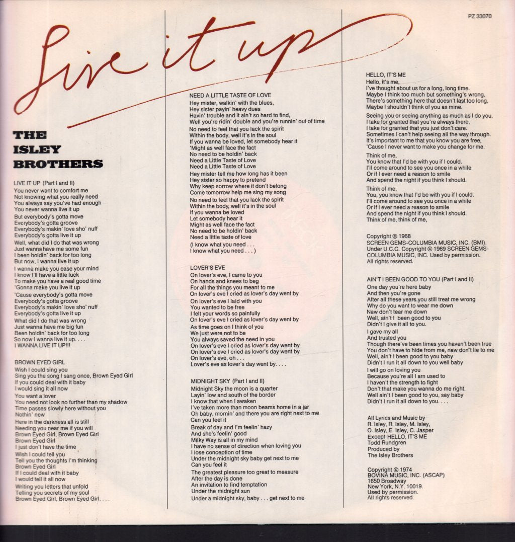 Isley Brothers - Live It Up - Lp