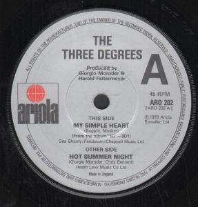 Three Degrees - My Simple Heart - 7 Inch