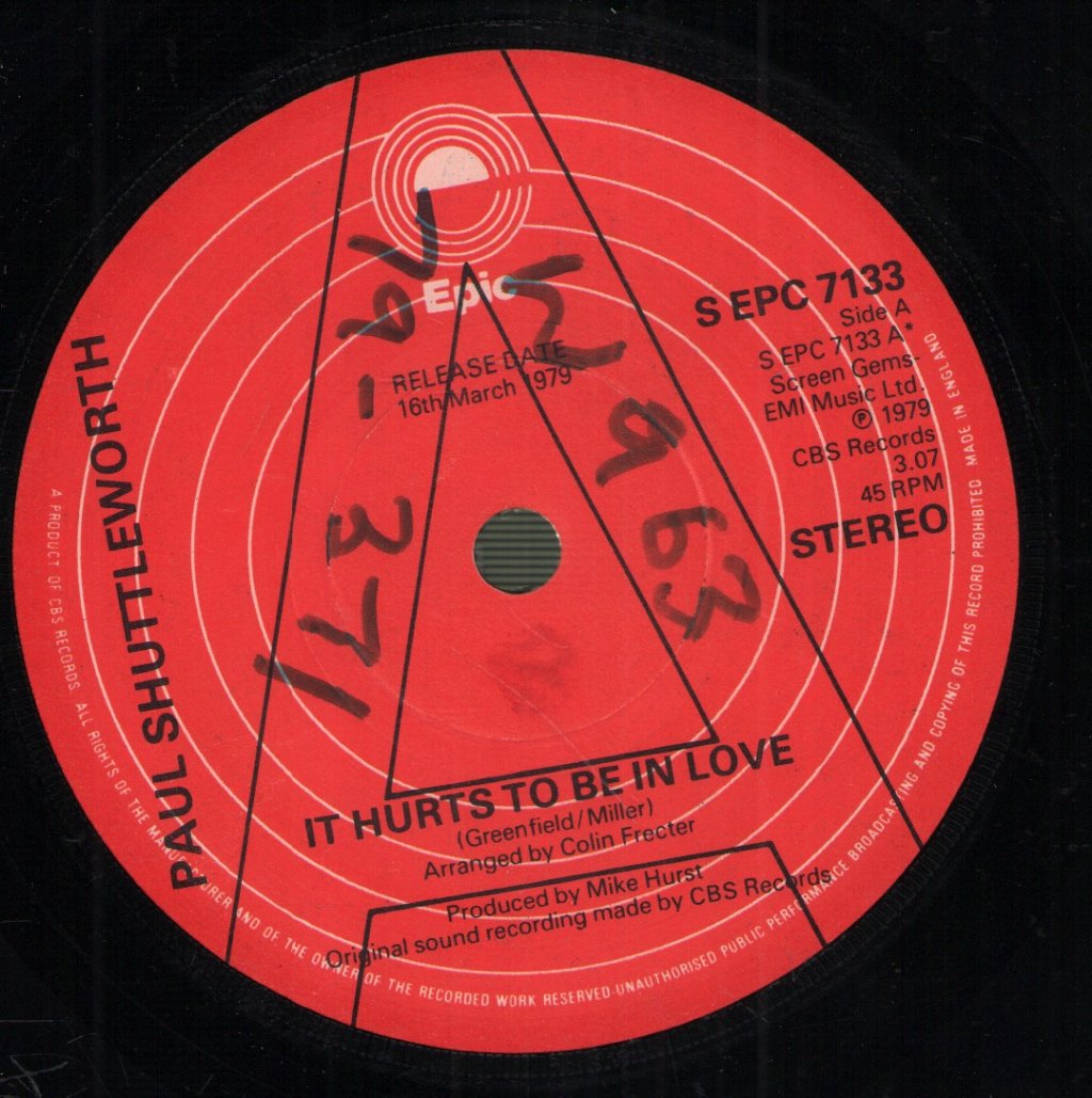 Paul Shuttleworth - It Hurts To Be In Love - 7 Inch