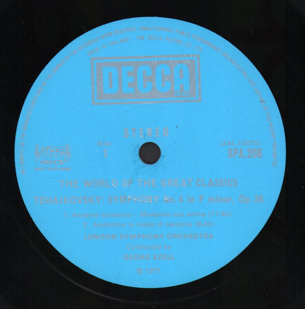 George Szell / London Symphony Orchestra - Tchaikovsky - Symphony No 4 In F Minor - Lp