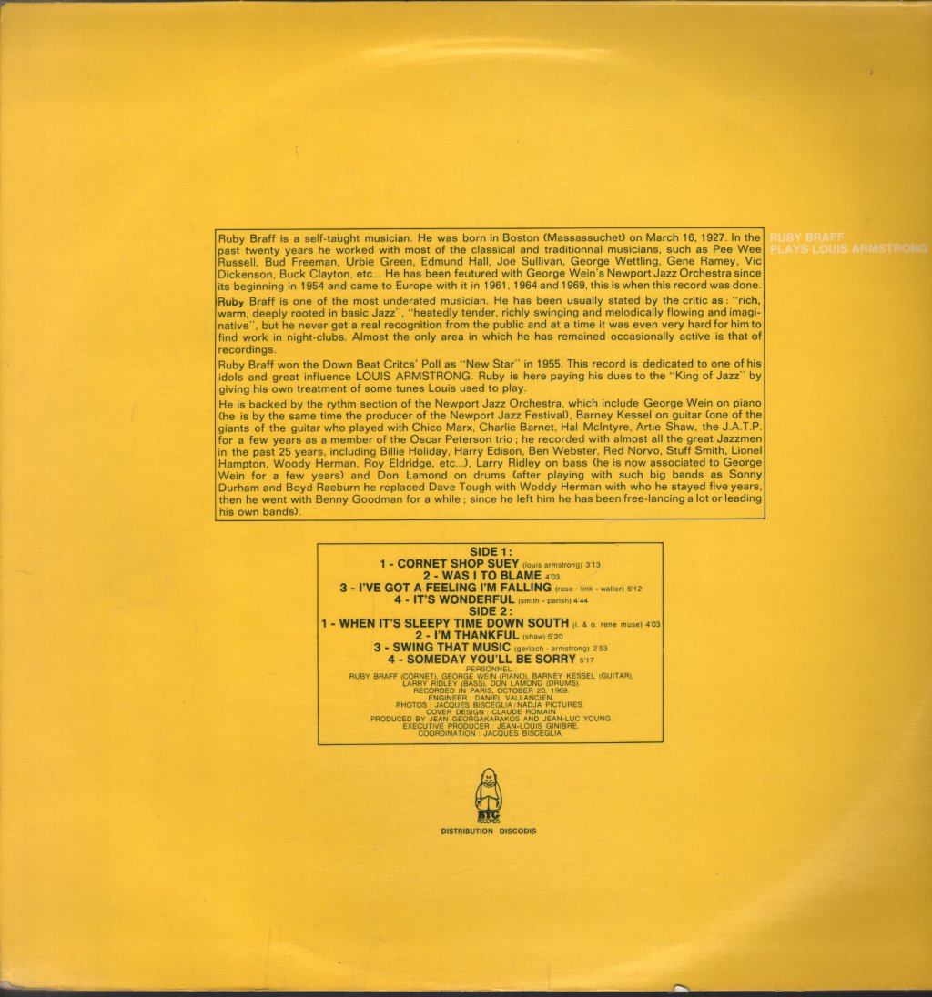 Ruby Braff - Ruby Braff Plays Louis Armstrong - Lp