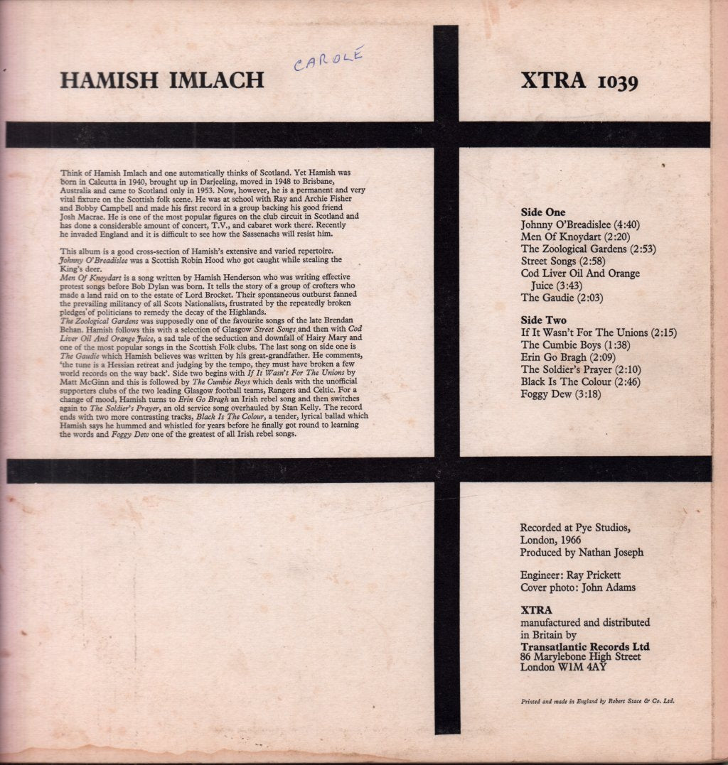 Hamish Imlach - Hamish Imlach - Lp