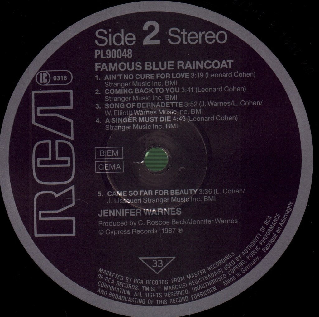 Jennifer Warnes - Famous Blue Raincoat (The Songs Of Leonard Cohen) - Lp