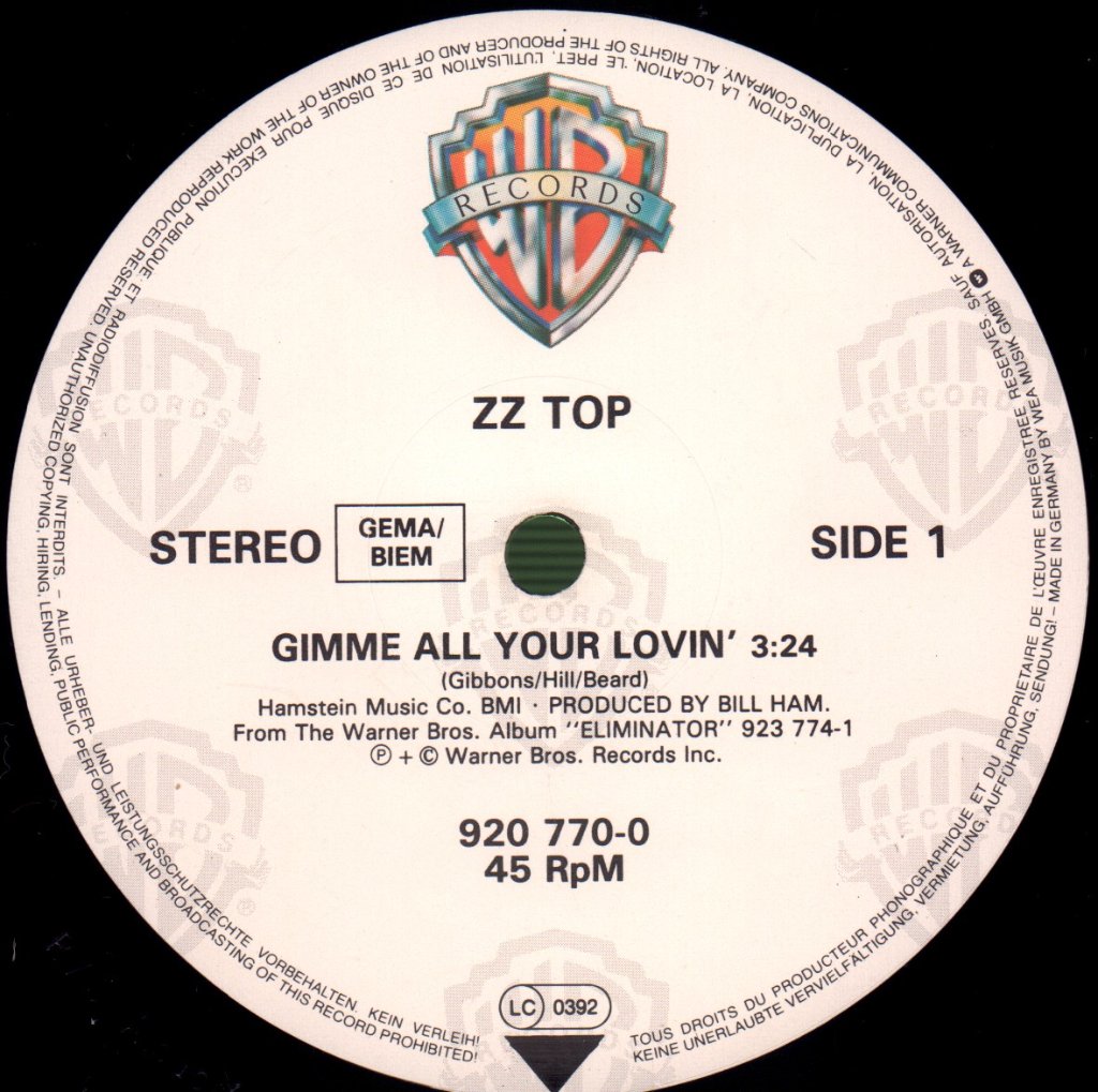 ZZ Top - Gimme All Your Lovin' - 12 Inch