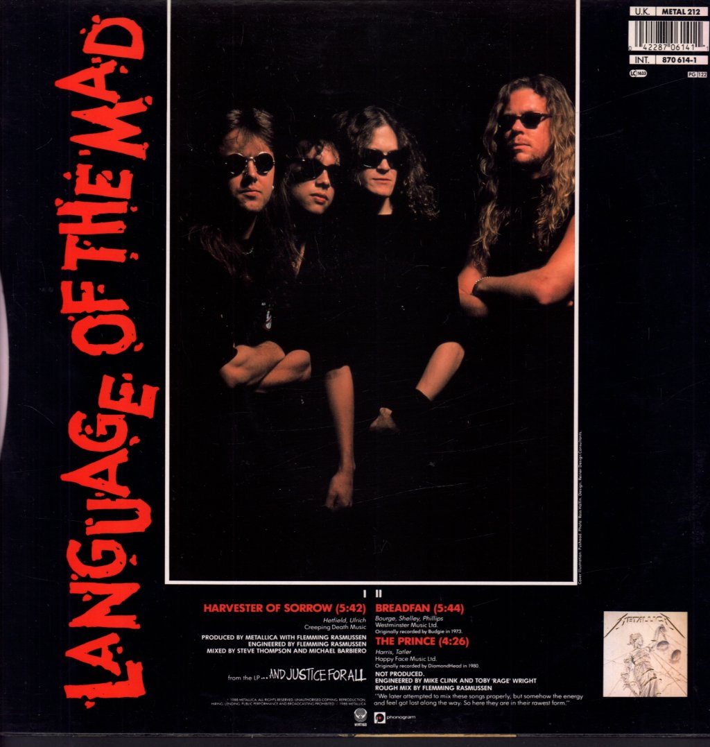Metallica - Harvester Of Sorrow - 12 Inch