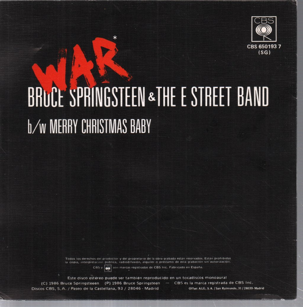 Bruce Springsteen - War - 7 Inch
