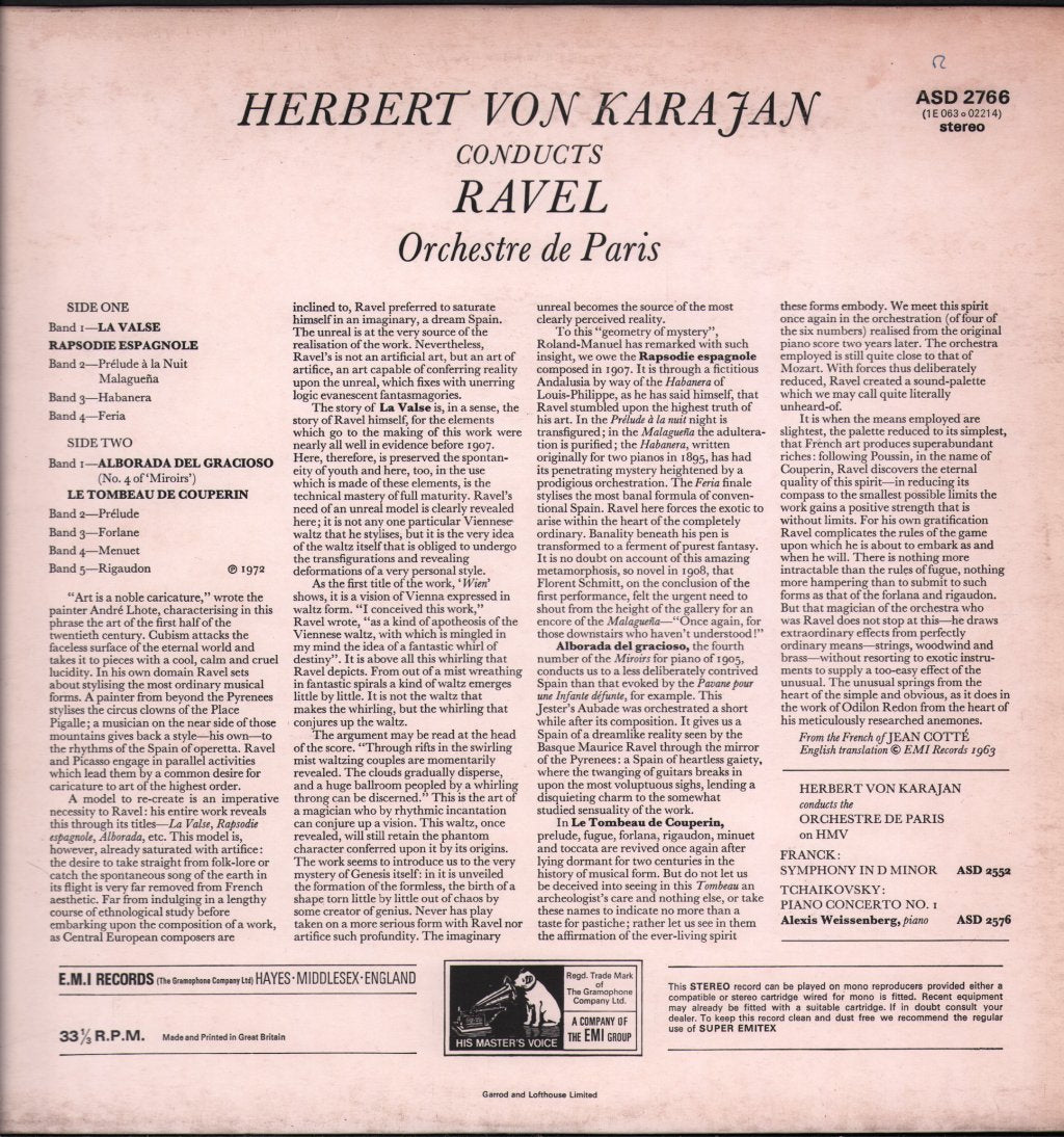 Herbert von Karajan / Orchestre De Paris - Ravel - Alborada Del Gracioso / La Valse - Lp