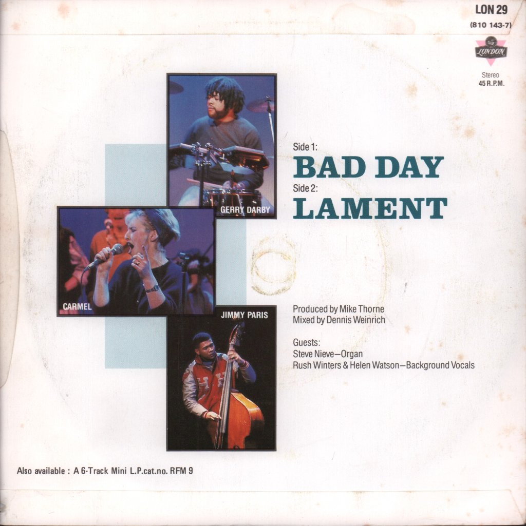 Carmel (80'S Female Vocal) - Bad Day - 7 Inch