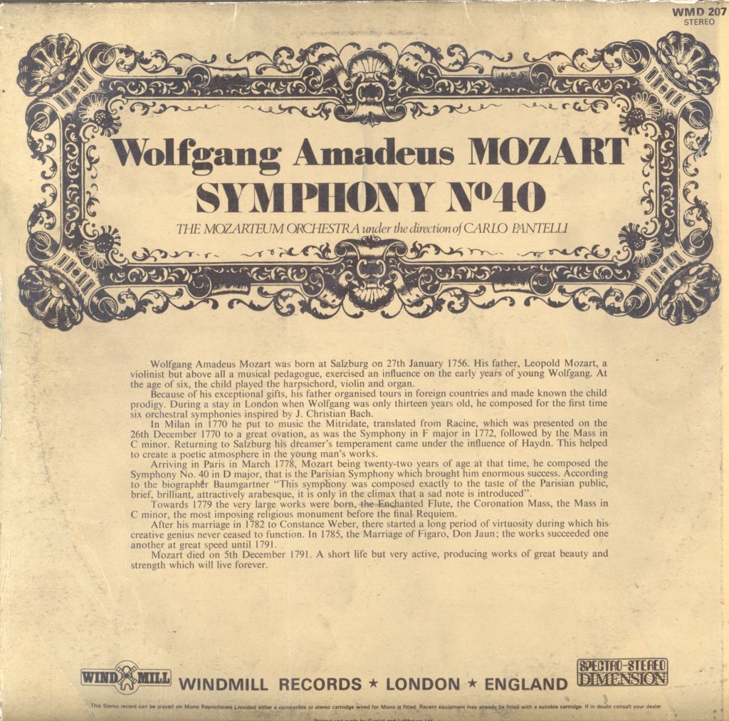 Wolfgang Amadeus Mozart - Symphony No.40 - Lp