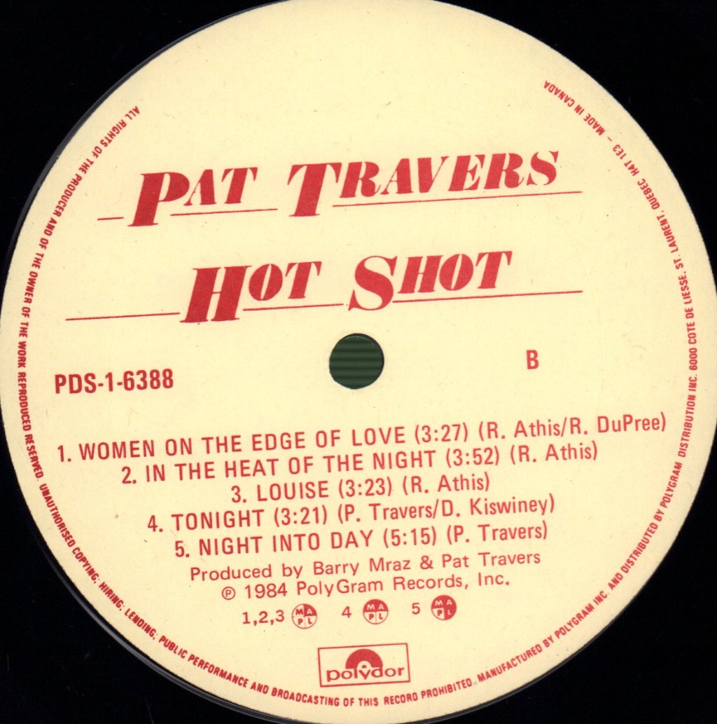 Pat Travers - Hot Shot - Lp