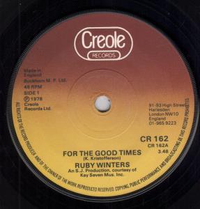 Ruby Winters - For The Good Times - 7 Inch