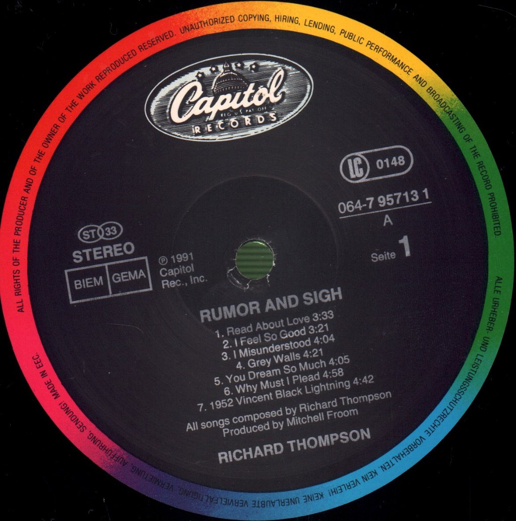 Richard Thompson - Rumor And Sigh - Lp
