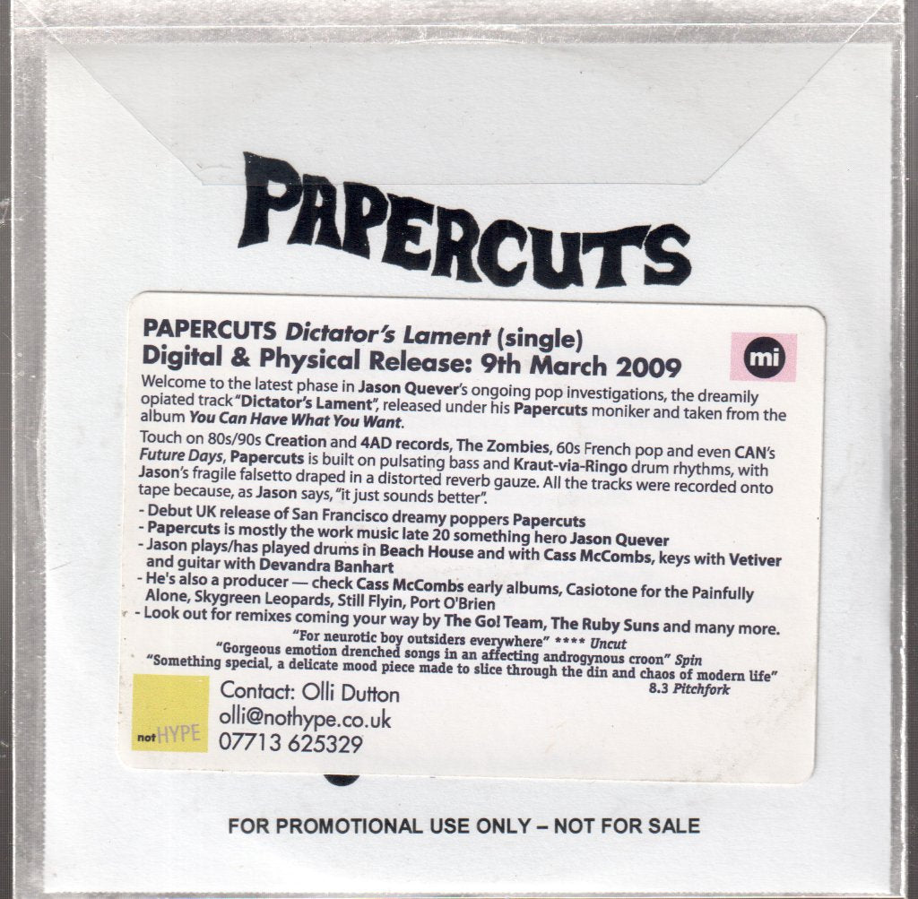 Papercuts (2) - Dictator's Lament - Cdr