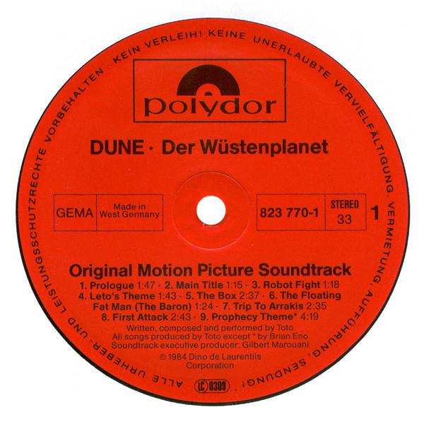 toto / brian eno - Dune der Wüstenplanet Original Soundtrack Recording - Lp